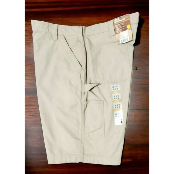 NWT Carhartt Carpenter Shorts Work Utility B147 Tan Canvas Original Fit 42 x 10 - Picture 1 of 9